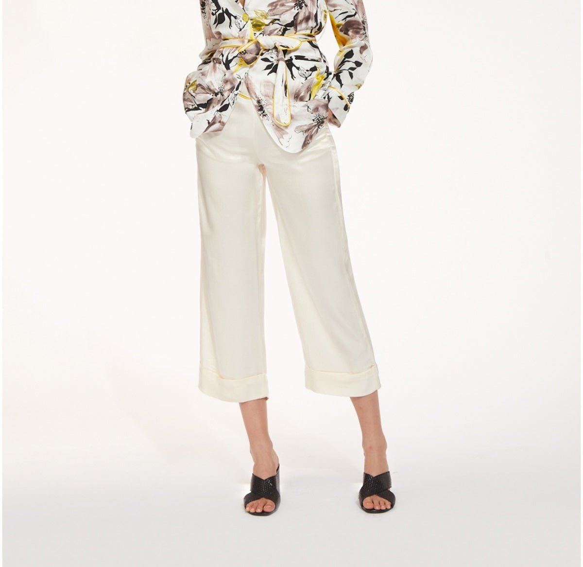 CAFèNOIR pantaloni donna culotte cropped raso C7JP0046 W042 PANNA estate 2022