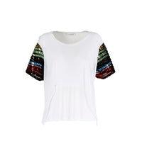 Thumbnail for CAFèNOIR t-shirt donna camicia manica paillettes IJT742 203 BIANCO estate 2020