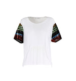 CAFèNOIR t-shirt donna camicia manica paillettes IJT742 203 BIANCO estate 2020