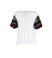 Thumbnail for CAFèNOIR t-shirt donna camicia manica paillettes IJT742 203 BIANCO estate 2020
