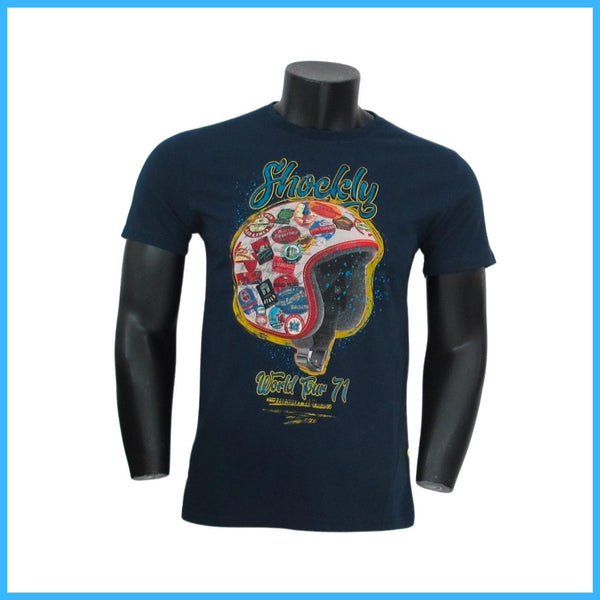 SHOCKLY t-shirt uomo manica corta stampata TS-HELMET 4T1006 NAVY BLU estate 2022